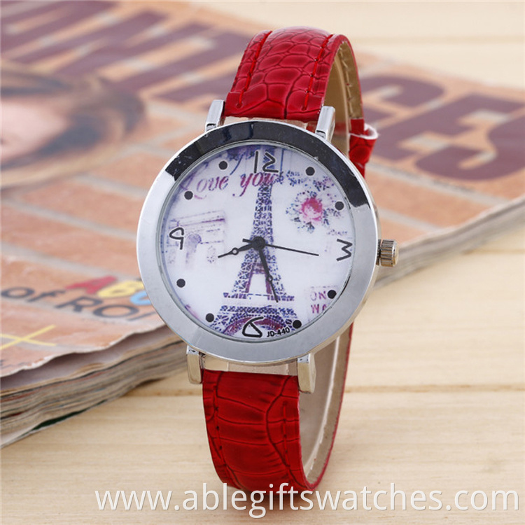 Eiffer Tower leather watch